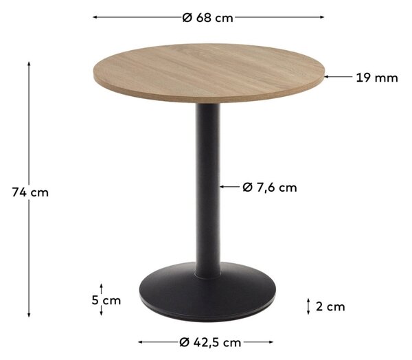Přírodní bistro stolek Kave Home Esilda 70 cm