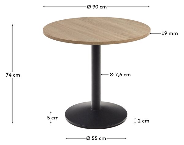 Přírodní bistro stolek Kave Home Esilda 90 cm