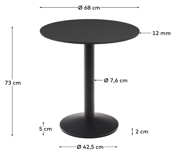 Černý bistro stolek Kave Home Esilda 68 cm