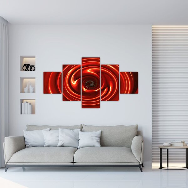 Abstraktní obraz - červená spirála (125x70 cm)
