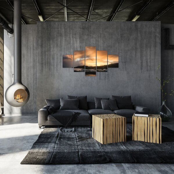 Obraz - pláž se zataženou oblohou (125x70 cm)