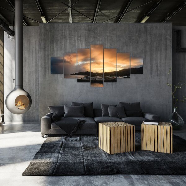 Obraz - pláž se zataženou oblohou (210x100 cm)