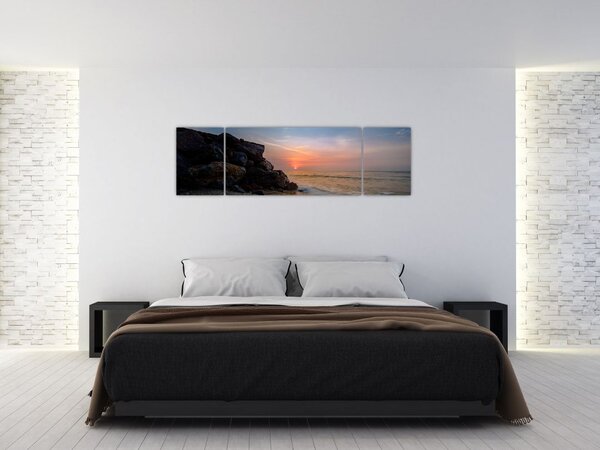 Obraz západu slunce na pláži (170x50 cm)