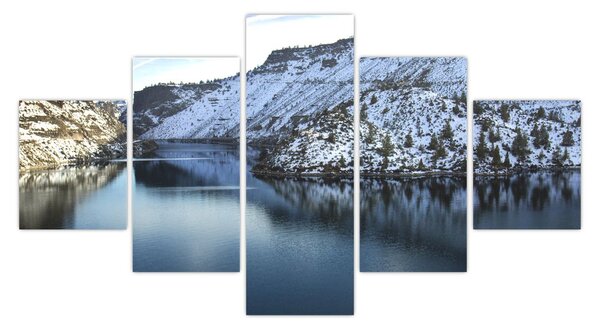Obraz - zimní krajina s jezerem (125x70 cm)