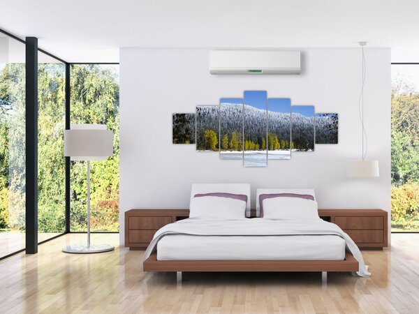 Obraz - zasněžené hory v zimě (210x100 cm)