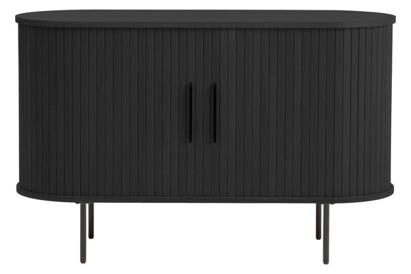 Černá komoda v dekoru dubu s posuvnými dveřmi 120x76x45 cm Nola – Unique Furniture