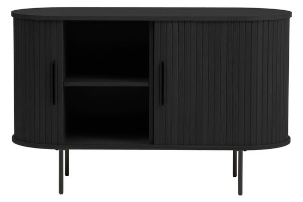 Černá komoda v dekoru dubu s posuvnými dveřmi 120x76x45 cm Nola – Unique Furniture
