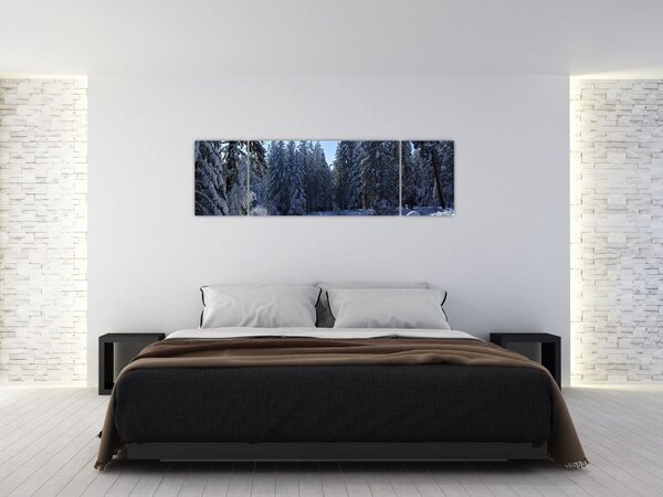 Obraz zasněženého lesa (170x50 cm)