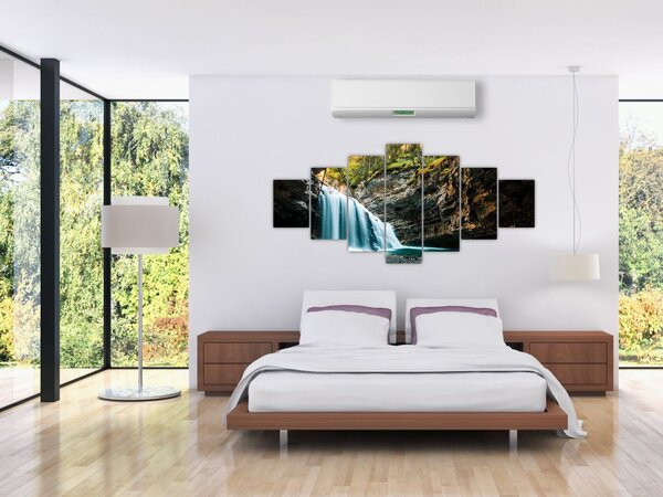 Obraz lesního vodopádu (210x100 cm)