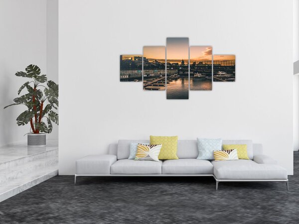 Obraz - přístavní městečko (125x70 cm)