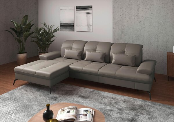 ROHOVÁ SEDAČKA, textil, kůže, šedá Sit & More - Sedací soupravy, Online Only