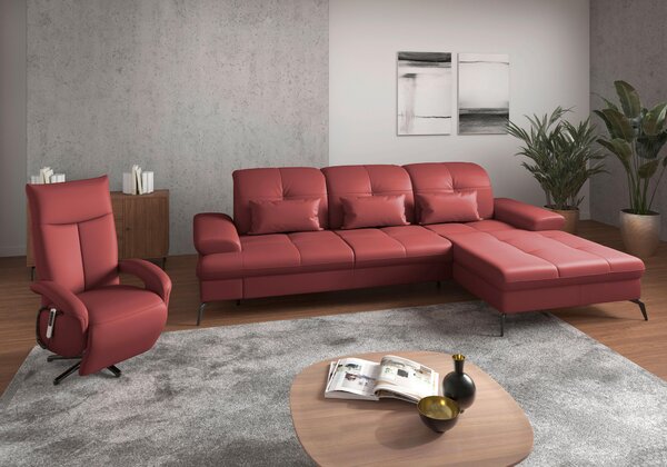 ROHOVÁ SEDAČKA, textil, kůže, červená Sit & More - Sedací soupravy, Online Only