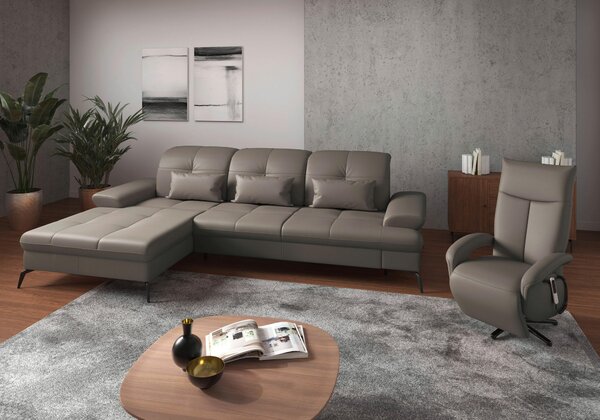 ROHOVÁ SEDAČKA, textil, kůže, šedá Sit & More - Sedací soupravy, Online Only