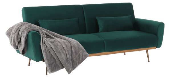 KONDELA Rozkládací pohovka, smaragdová Velvet látka, FASTA