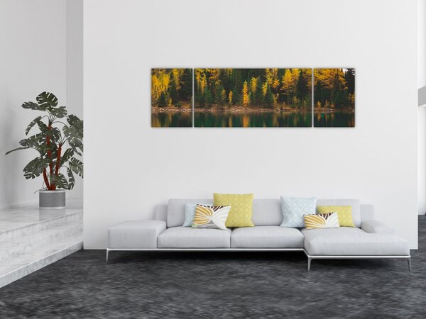 Obraz lesního jezera (170x50 cm)