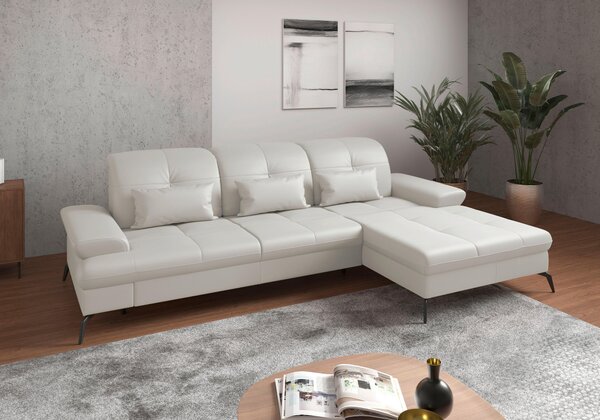 ROHOVÁ SEDAČKA, textil, kůže, bílá Sit & More - Sedací soupravy, Online Only