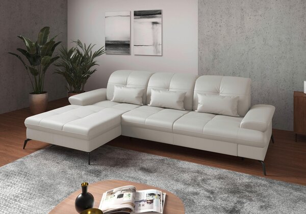 ROHOVÁ SEDAČKA, textil, kůže, bílá Sit & More - Sedací soupravy, Online Only