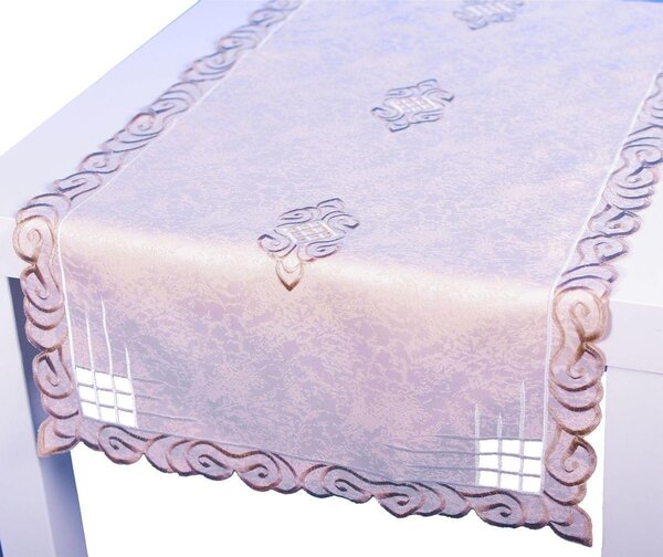 DekorTextil Celoroční vyšívaný ubrus - Prima - béžový ROZMĚR: 44 x 96 cm