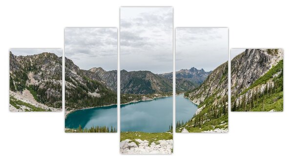 Obraz jezera v horách (125x70 cm)