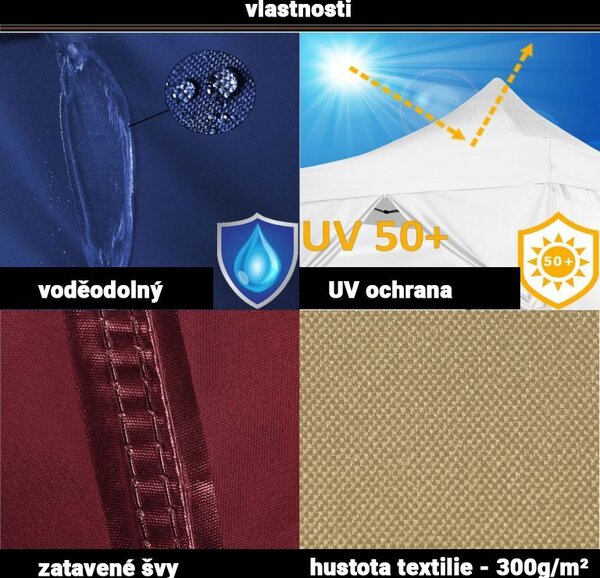 Zahradní párty stan INSTENT PRO, nůžkový, černý, 3 x 6 m