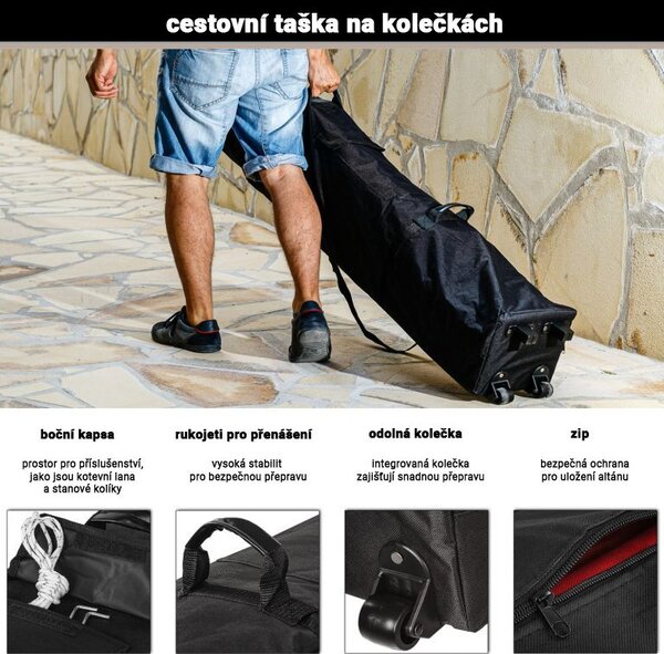Zahradní párty stan INSTENT PRO, nůžkový, černý, 3 x 6 m