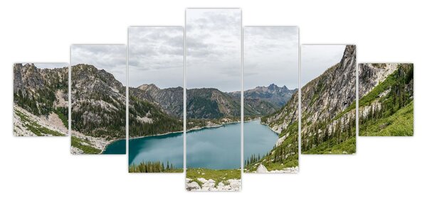 Obraz jezera v horách (210x100 cm)