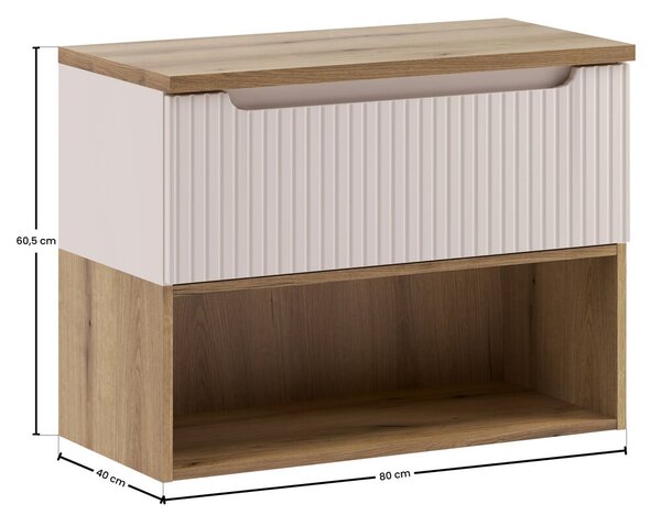 Sada skříňka Comad Nova Cashmere NOVA CASHMERE 82-80-40-1S, regál Comad Nova Coast Evoke COAST EVOKE UN 81-80-29, NOVA OAK A 89-80