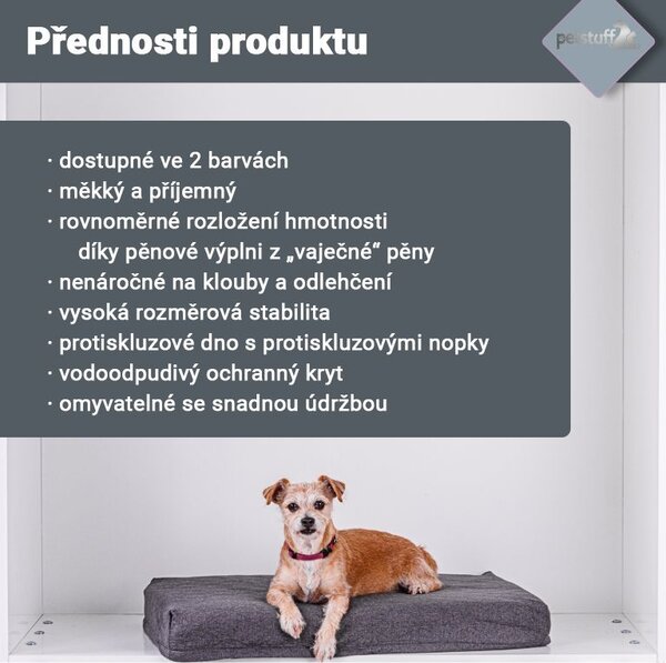 Polštář pro psa velikost XS, tmavě šedý, 72 x 50 x 10 cm
