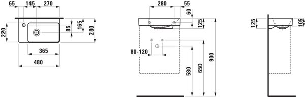 Laufen Pro X umyvadlo 48x28 cm obdélníkový klasický-nábytkový bílá lesk H8158650001131