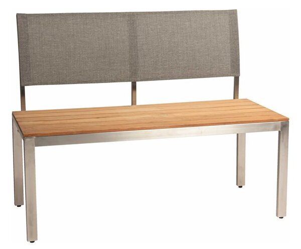 Stern 2-místná jídelní lavice Viona, Stern, 110x55x85 cm, rám nerezová ocel, sedák teak, opěrka textilen linen grey