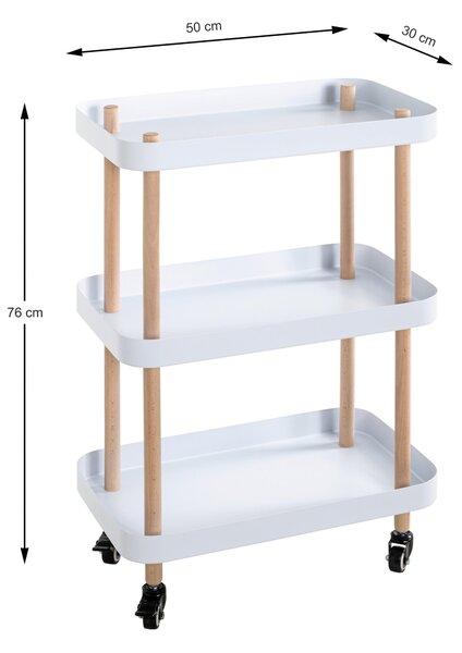 SERVÍROVACÍ VOZÍK, přírodní barvy, bílá, barvy buku, 50/30/76 cm - Barové vozíky, Online Only
