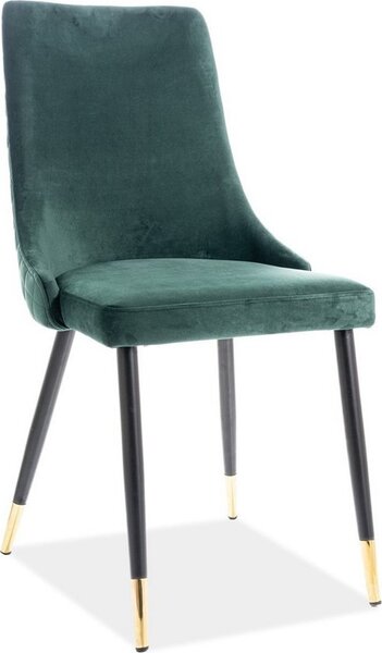 Casarredo Designová jídelní židle PIANO, velvet zelená/kov černá/zlatá