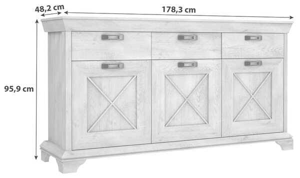ŠIROKÁ KOMODA, bílá, barvy pinie, 178,3/95,9/48,2 cm MID.YOU - Online Only komody, Online Only