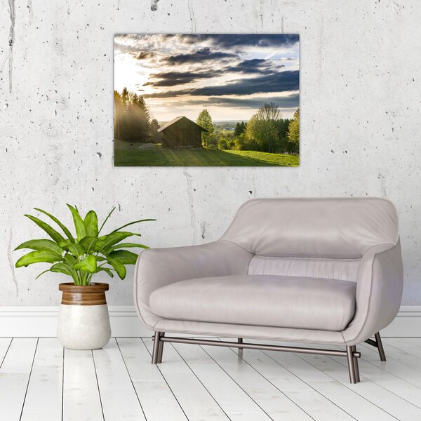 Obraz lesní chaty (70x50 cm)