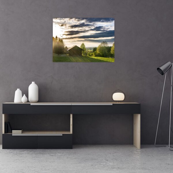 Obraz lesní chaty (70x50 cm)