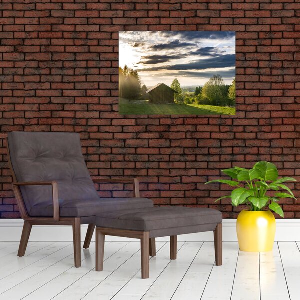 Obraz lesní chaty (70x50 cm)