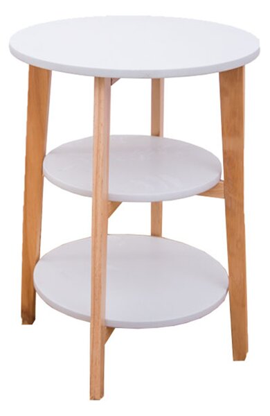 TEMPO Příruční stolek, bílá/přírodní, KASE