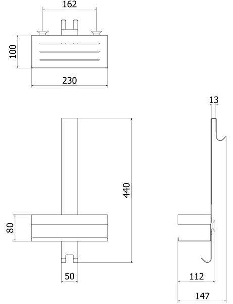 Mexen Brin-1, závěsný koupelnový košík, černá matná, 70A8841-70