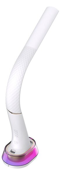 LED stolní lampička Immax CORELLA s Qi nabíjením bílá +zlaté prvky RGB podsvícení