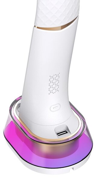 LED stolní lampička Immax CORELLA s Qi nabíjením bílá +zlaté prvky RGB podsvícení