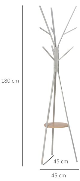 Věšák na šaty stojací, 3 tyče, 9 háčků, bílý, 180 cm 831-174WT