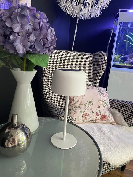 Venkovní solární LED stolní lampička Immax CARO bílá 4W 150lm, teplá bílá 3000K