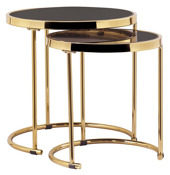 TEMPO Konferenční stolky, set 2 ks, gold chrom zlatá / černá, MORINO
