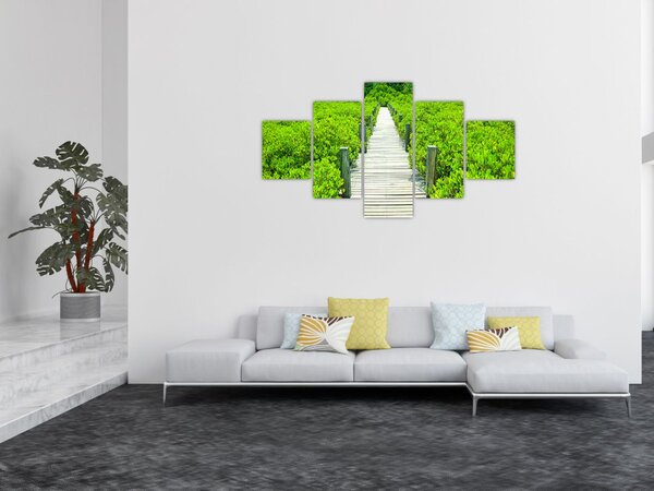 Obraz - dřevěný chodník (125x70 cm)