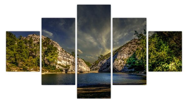Obraz krajiny s jezerem (125x70 cm)