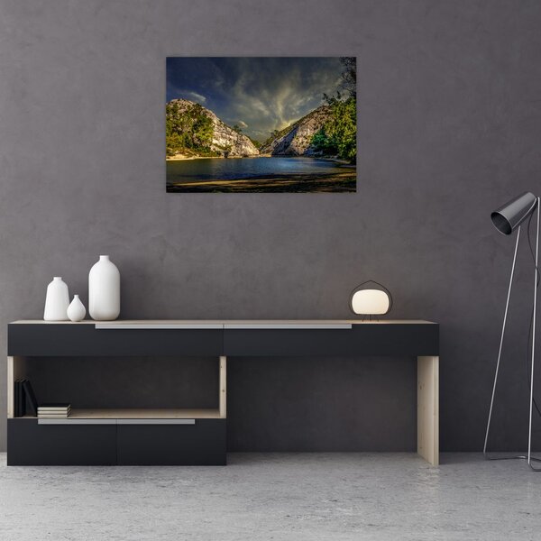 Obraz krajiny s jezerem (70x50 cm)