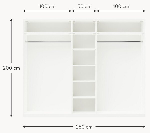 Modulární skříň s otočnými dveřmi Leon, šířka 250 cm, více variant