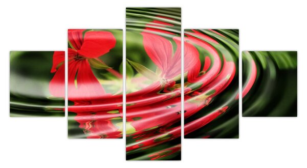 Abstraktní obraz - květy ve vlnách (125x70 cm)