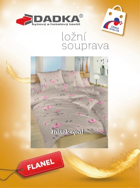 DADKA Flanelové povlečení Ibišek opálové 140x200, 70x90 cm