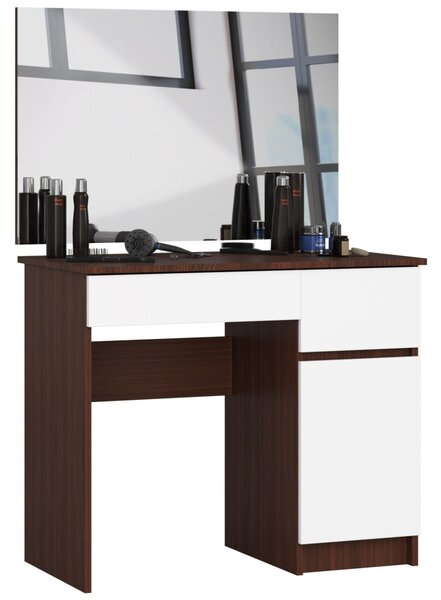 Ak furniture Kosmetický stolek se zrcadlem P-2/SL I dub wenge / bílý pravý